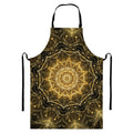 Gold Kaleidoscope Print Bib Apron With Pocket
