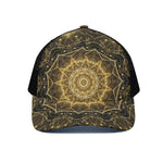 Gold Kaleidoscope Print Black Mesh Trucker Cap