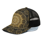 Gold Kaleidoscope Print Black Mesh Trucker Cap