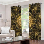 Gold Kaleidoscope Print Blackout Grommet Curtains