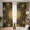 Gold Kaleidoscope Print Dimout Pencil Pleat Curtains