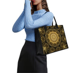 Gold Kaleidoscope Print Canvas Tote Bag