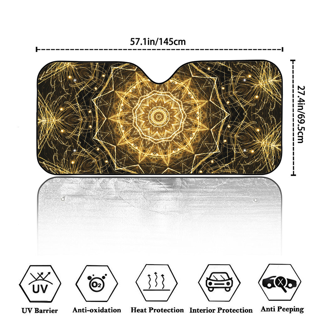 Gold Kaleidoscope Print Car Windshield Sun Shade