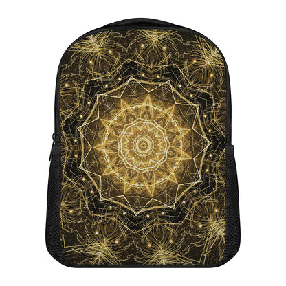 Gold Kaleidoscope Print Casual Backpack