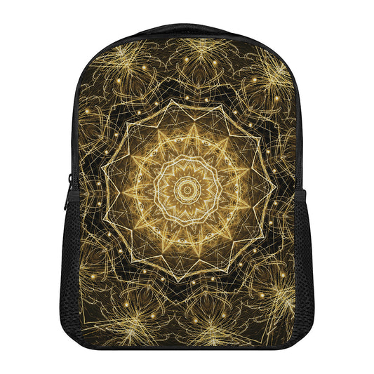 Gold Kaleidoscope Print Casual Backpack