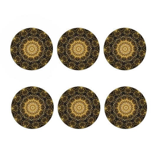 Gold Kaleidoscope Print Coaster Set