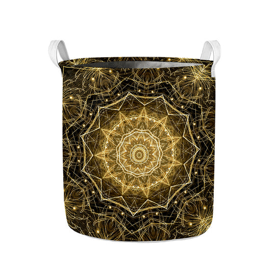 Gold Kaleidoscope Print Collapsible Laundry Basket