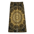 Gold Kaleidoscope Print Cotton Front Slit Maxi Skirt