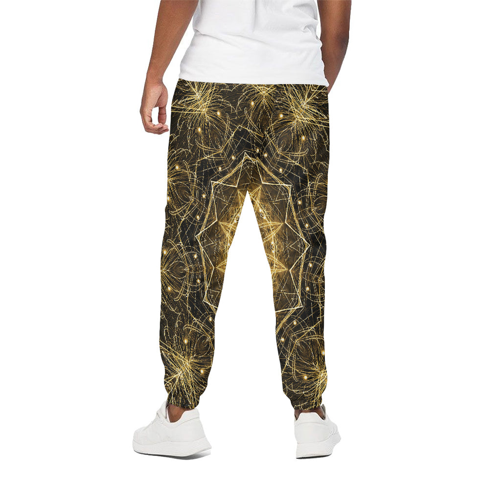 Gold Kaleidoscope Print Cotton Pants