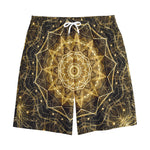 Gold Kaleidoscope Print Cotton Shorts