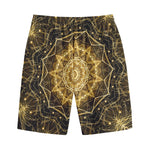 Gold Kaleidoscope Print Cotton Shorts