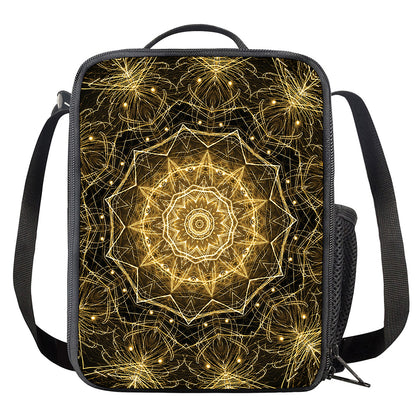 Gold Kaleidoscope Print Crossbody Lunch Bag
