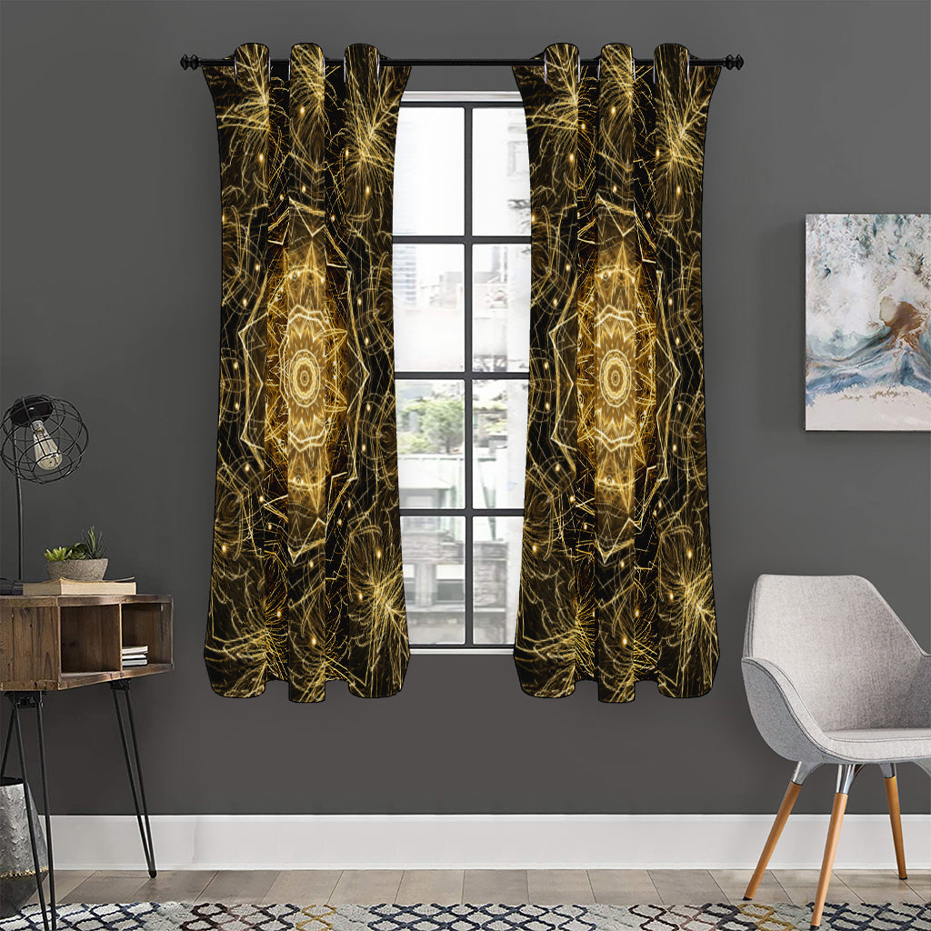 Gold Kaleidoscope Print Curtain