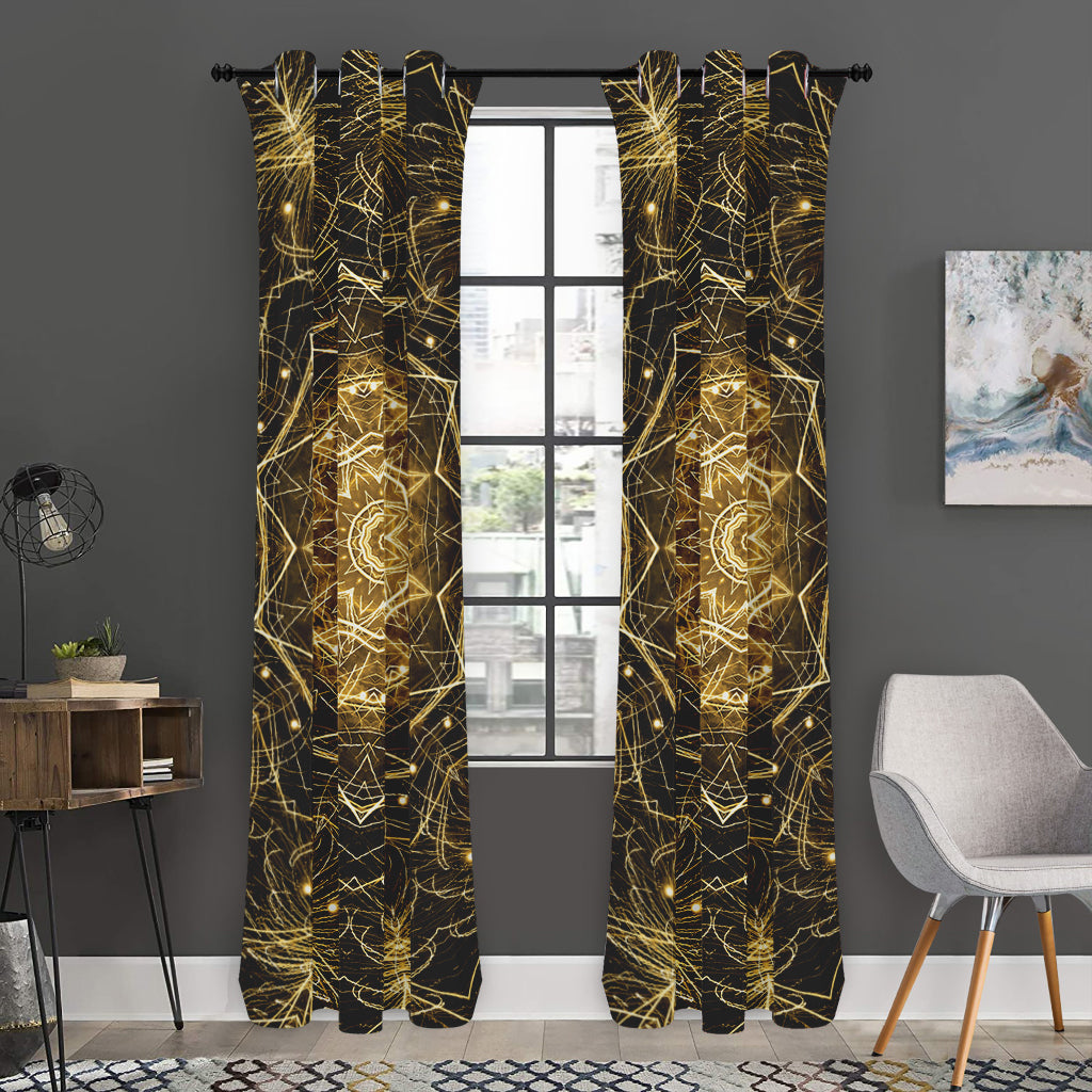 Gold Kaleidoscope Print Curtain