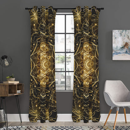 Gold Kaleidoscope Print Curtain