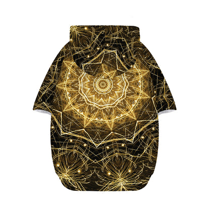 Gold Kaleidoscope Print Dog Zip Up Hoodie