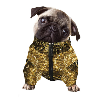 Gold Kaleidoscope Print Dog Zip Up Jacket