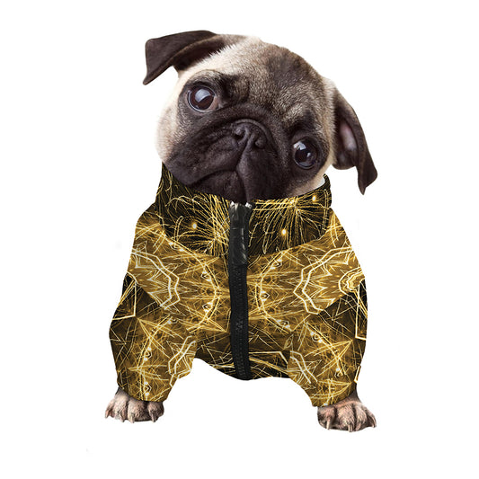 Gold Kaleidoscope Print Dog Zip Up Jacket