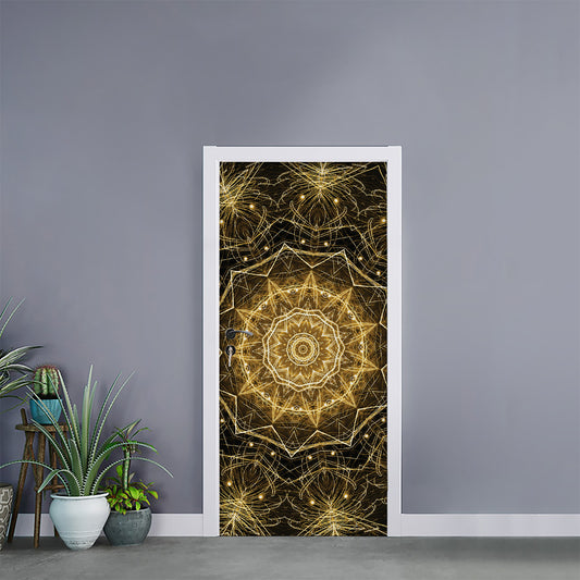 Gold Kaleidoscope Print Door Sticker