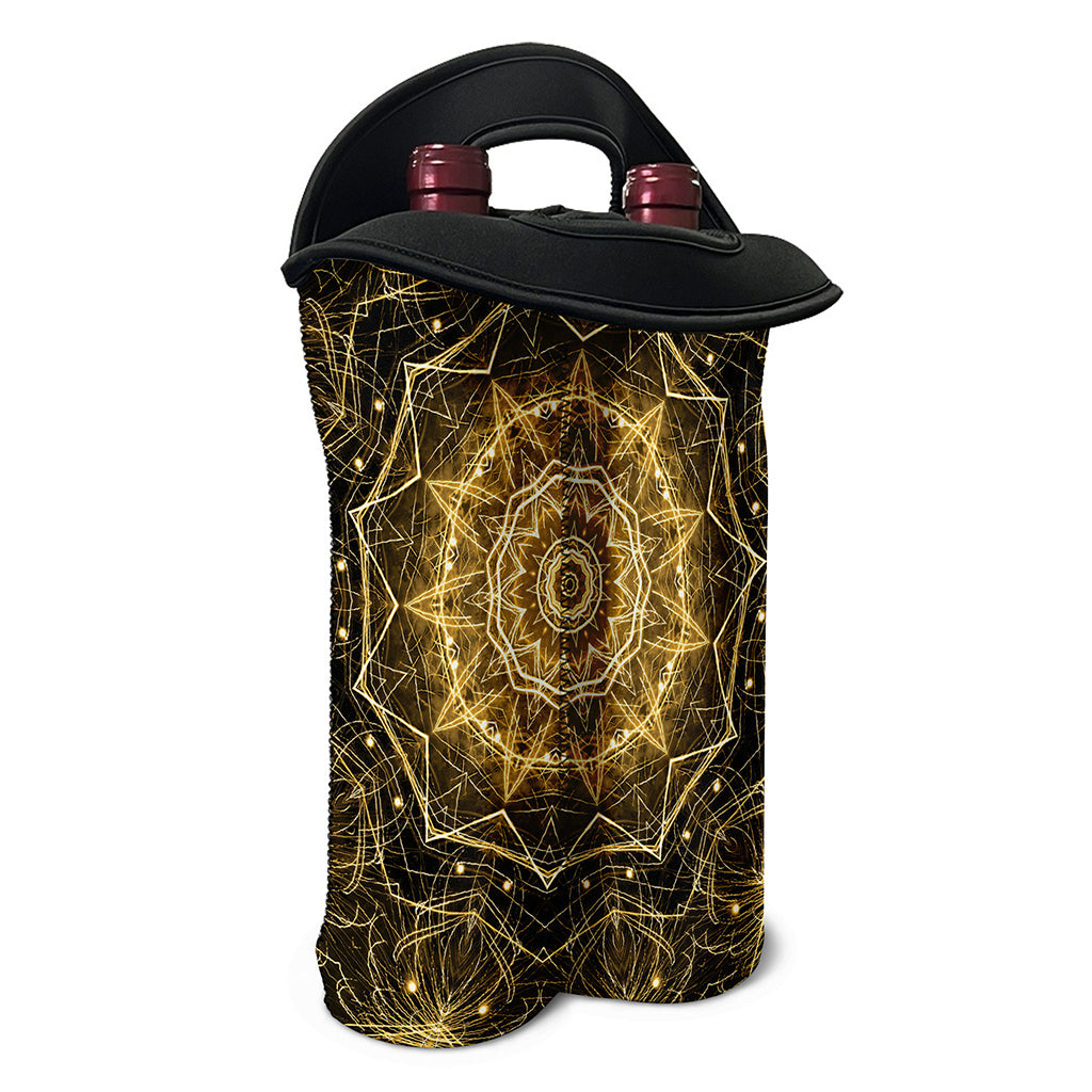 Gold Kaleidoscope Print Double Neoprene Wine Tote