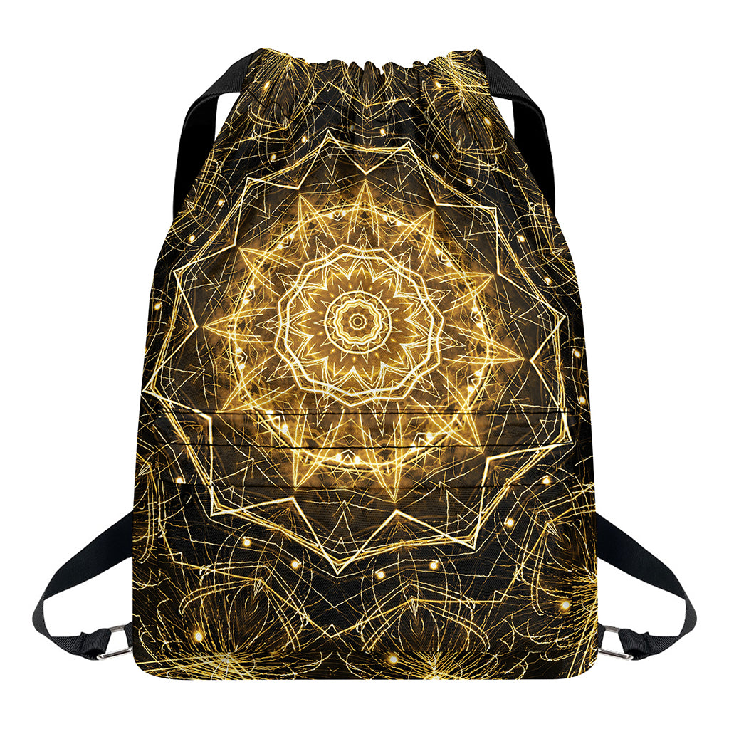 Gold Kaleidoscope Print Drawstring Backpack