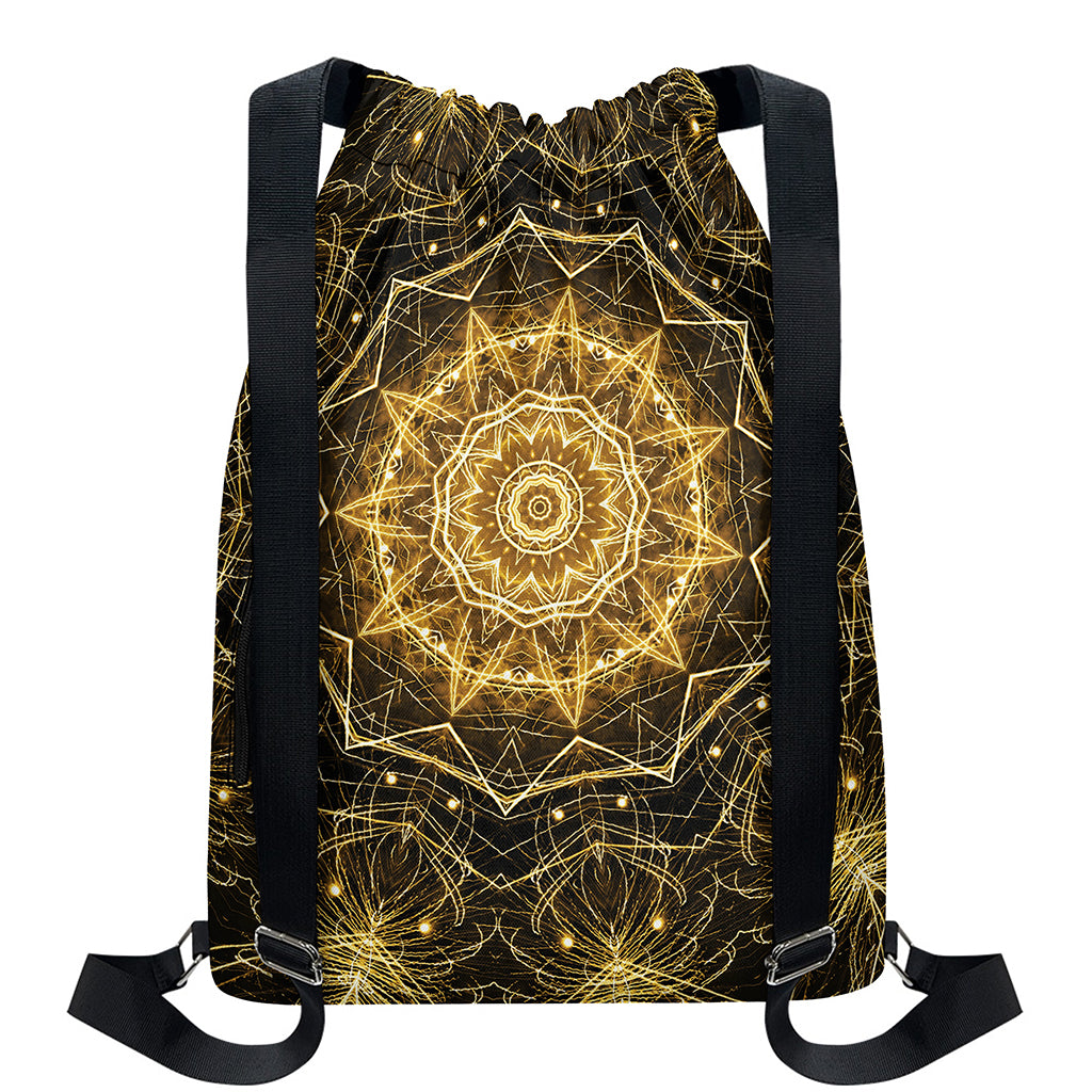 Gold Kaleidoscope Print Drawstring Backpack