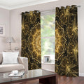 Gold Kaleidoscope Print Extra Wide Grommet Curtains