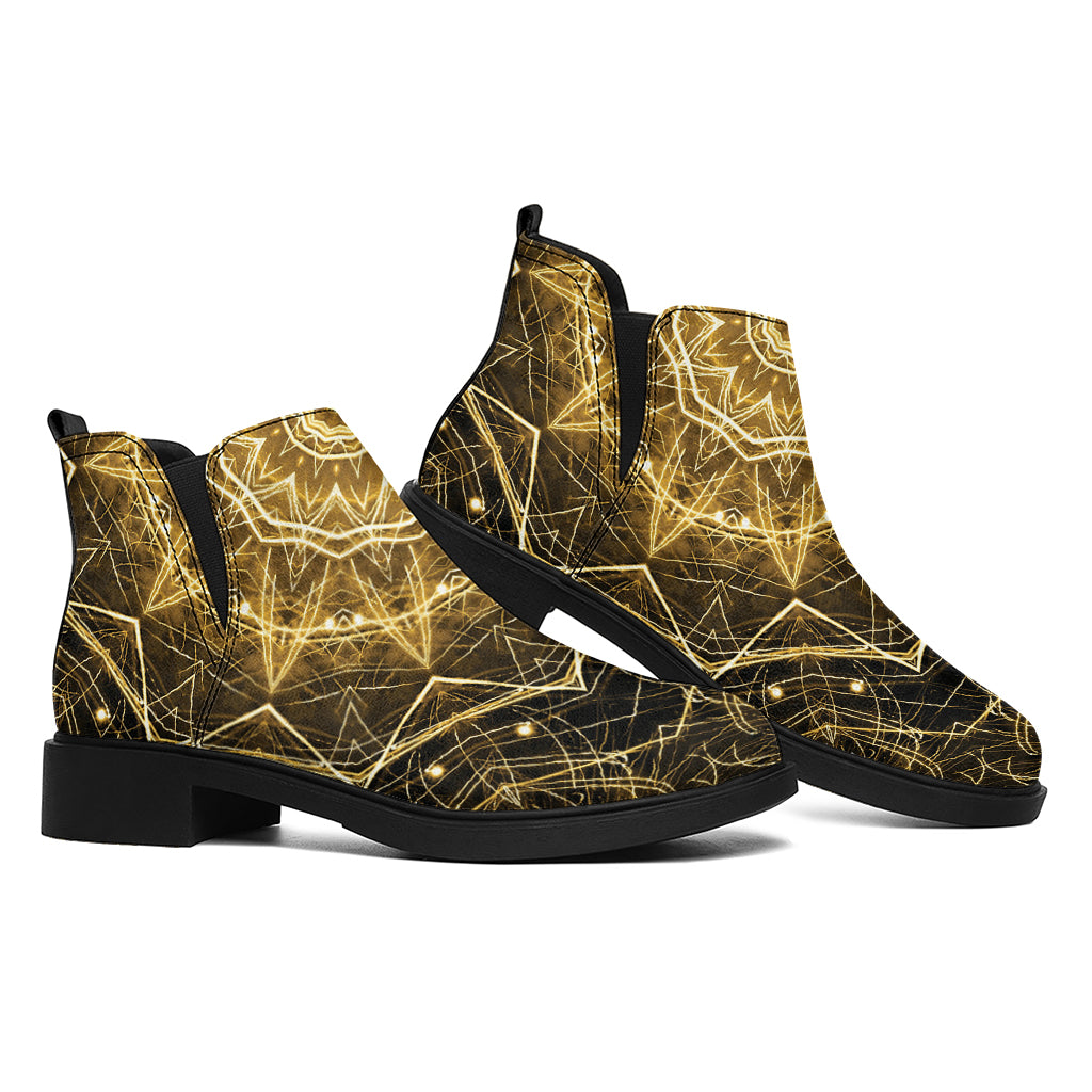 Gold Kaleidoscope Print Flat Ankle Boots