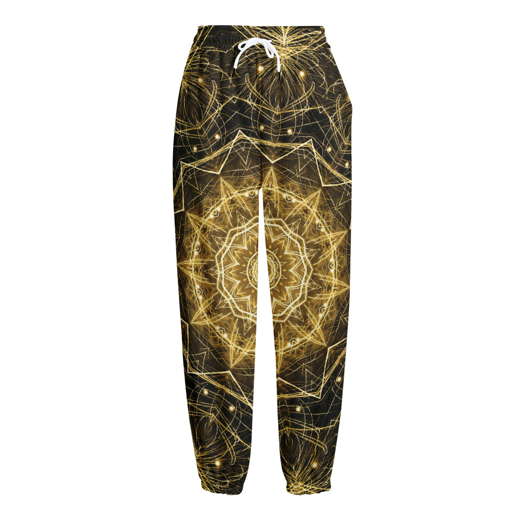 Gold Kaleidoscope Print Fleece Lined Knit Pants