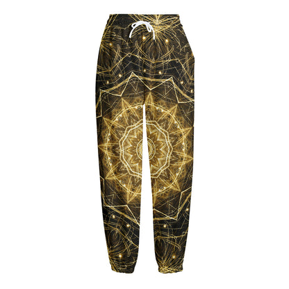 Gold Kaleidoscope Print Fleece Lined Knit Pants