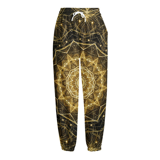 Gold Kaleidoscope Print Fleece Lined Knit Pants