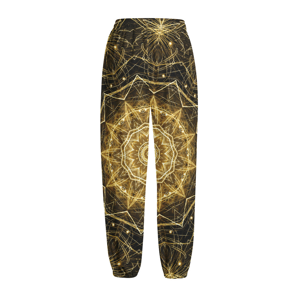 Gold Kaleidoscope Print Fleece Lined Knit Pants