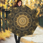 Gold Kaleidoscope Print Foldable Umbrella