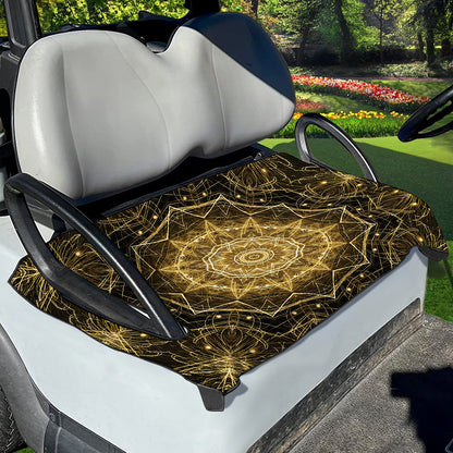 Gold Kaleidoscope Print Golf Cart Seat Cover