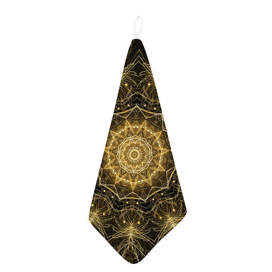 Gold Kaleidoscope Print Hand Towel