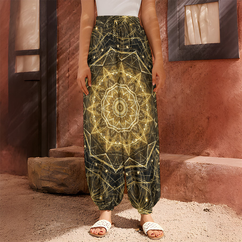 Gold Kaleidoscope Print Harem Pants