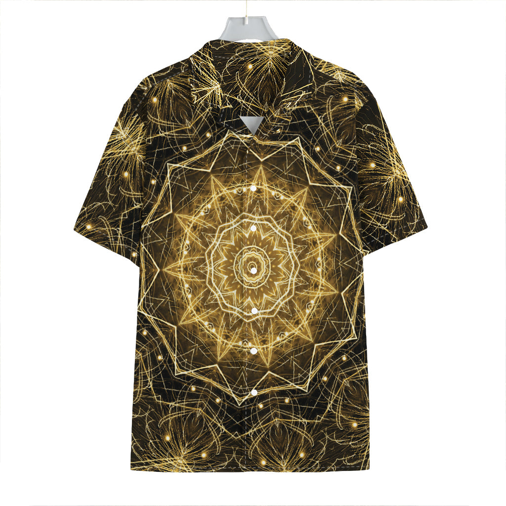 Gold Kaleidoscope Print Hawaiian Shirt