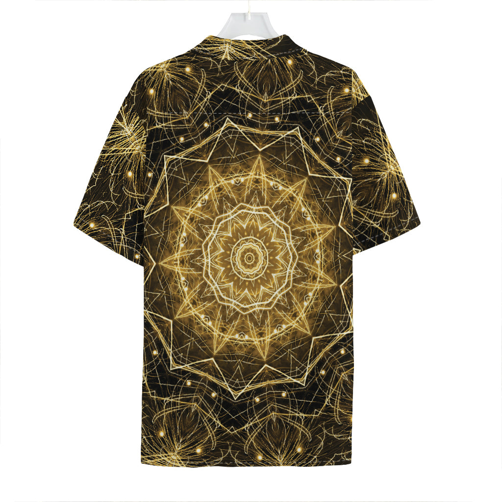 Gold Kaleidoscope Print Hawaiian Shirt