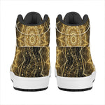 Gold Kaleidoscope Print High Top Leather Sneakers