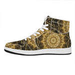 Gold Kaleidoscope Print High Top Leather Sneakers