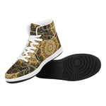 Gold Kaleidoscope Print High Top Leather Sneakers