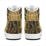 Gold Kaleidoscope Print High Top Leather Sneakers