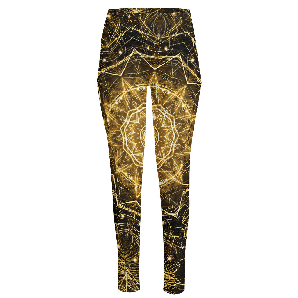Gold Kaleidoscope Print High-Waisted Pocket Leggings