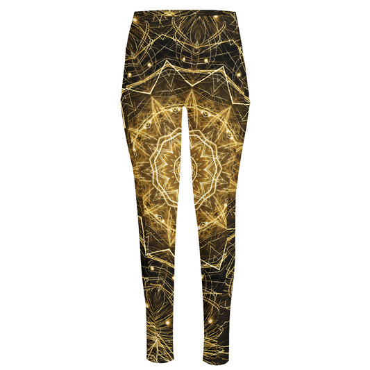 Gold Kaleidoscope Print High-Waisted Pocket Leggings