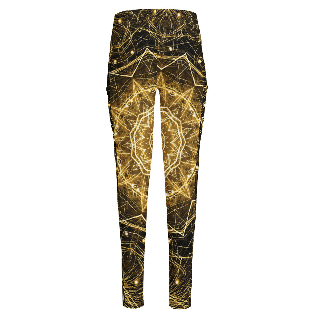 Gold Kaleidoscope Print High-Waisted Pocket Leggings