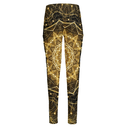 Gold Kaleidoscope Print High-Waisted Pocket Leggings