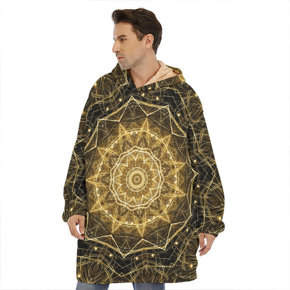 Gold Kaleidoscope Print Hoodie Blanket