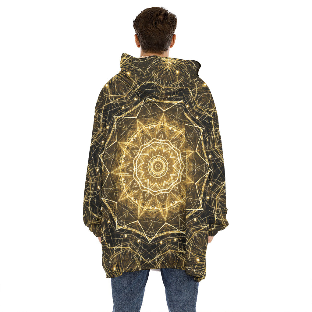 Gold Kaleidoscope Print Hoodie Blanket