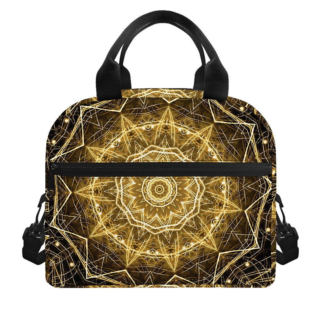 Gold Kaleidoscope Print Insulated Lunch Bag