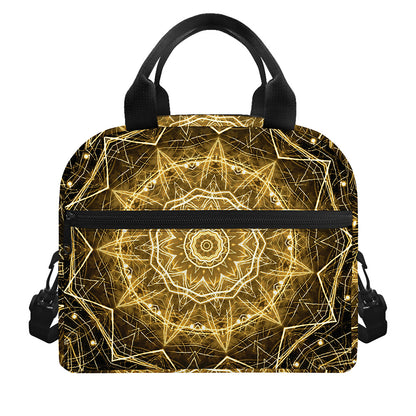 Gold Kaleidoscope Print Insulated Lunch Bag